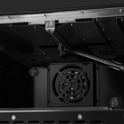 Cuisinière à gaz FORNO Galiano de 48 pouces, design noir et laiton antique, 8 brûleurs, 107 000 BTU, plaque chauffante, fours doubles de 6,58 pi³