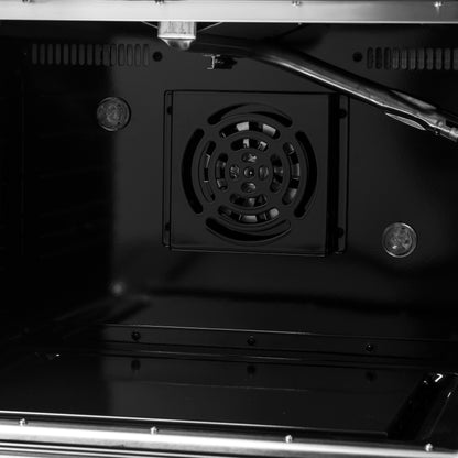 Cuisinière à gaz FORNO Galiano de 48 pouces, design noir et laiton antique, 8 brûleurs, 107 000 BTU, plaque chauffante, fours doubles de 6,58 pi³