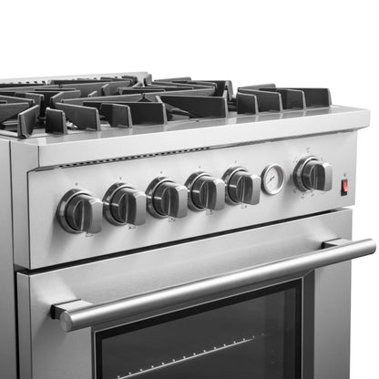 Cocina a gas FORNO Giovanni de 30 pulgadas, acero inoxidable, 5 quemadores, 67,000 BTU, horno de convección de 4.32 pies cúbicos