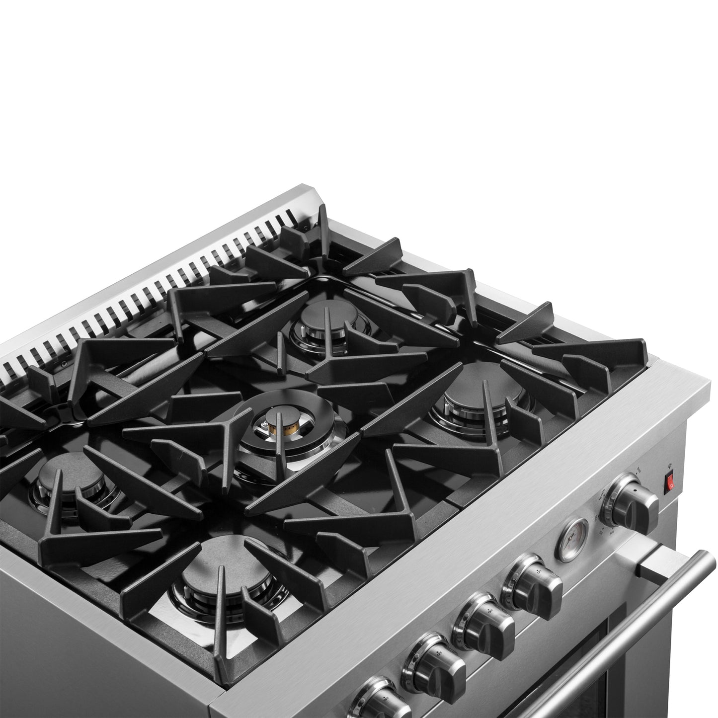 Cocina a gas FORNO Giovanni de 30 pulgadas, acero inoxidable, 5 quemadores, 67,000 BTU, horno de convección de 4.32 pies cúbicos