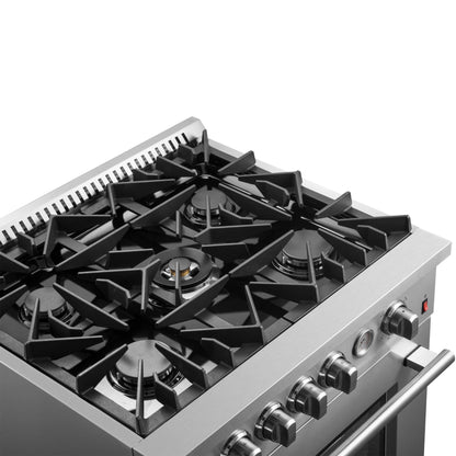 Cocina a gas FORNO Giovanni de 30 pulgadas, acero inoxidable, 5 quemadores, 67,000 BTU, horno de convección de 4.32 pies cúbicos