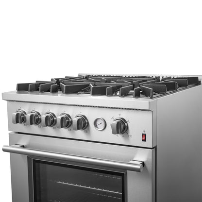 Cocina a gas FORNO Giovanni de 30 pulgadas, acero inoxidable, 5 quemadores, 67,000 BTU, horno de convección de 4.32 pies cúbicos
