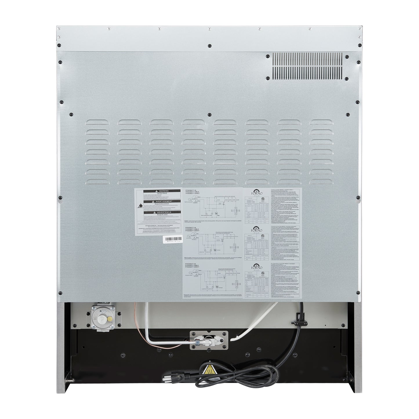 Cuisinière à gaz Marco de 30 pouces, design noir et laiton antique, 4 brûleurs, 37 000 BTU, four à convection de 4,32 pi³