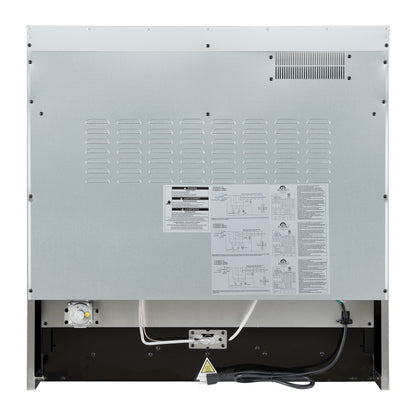 Cocina a gas Marco de 36 pulgadas con diseño en negro y latón antiguo, 6 quemadores, 67,000 BTU, horno de convección de 5.36 pies cúbicos