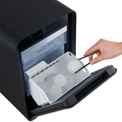 Machine à glaçons Sferico 11 pouces, noire, 32 sphères transparentes de 2 pouces à fonte lente par jour, stocke plus de 10 boules