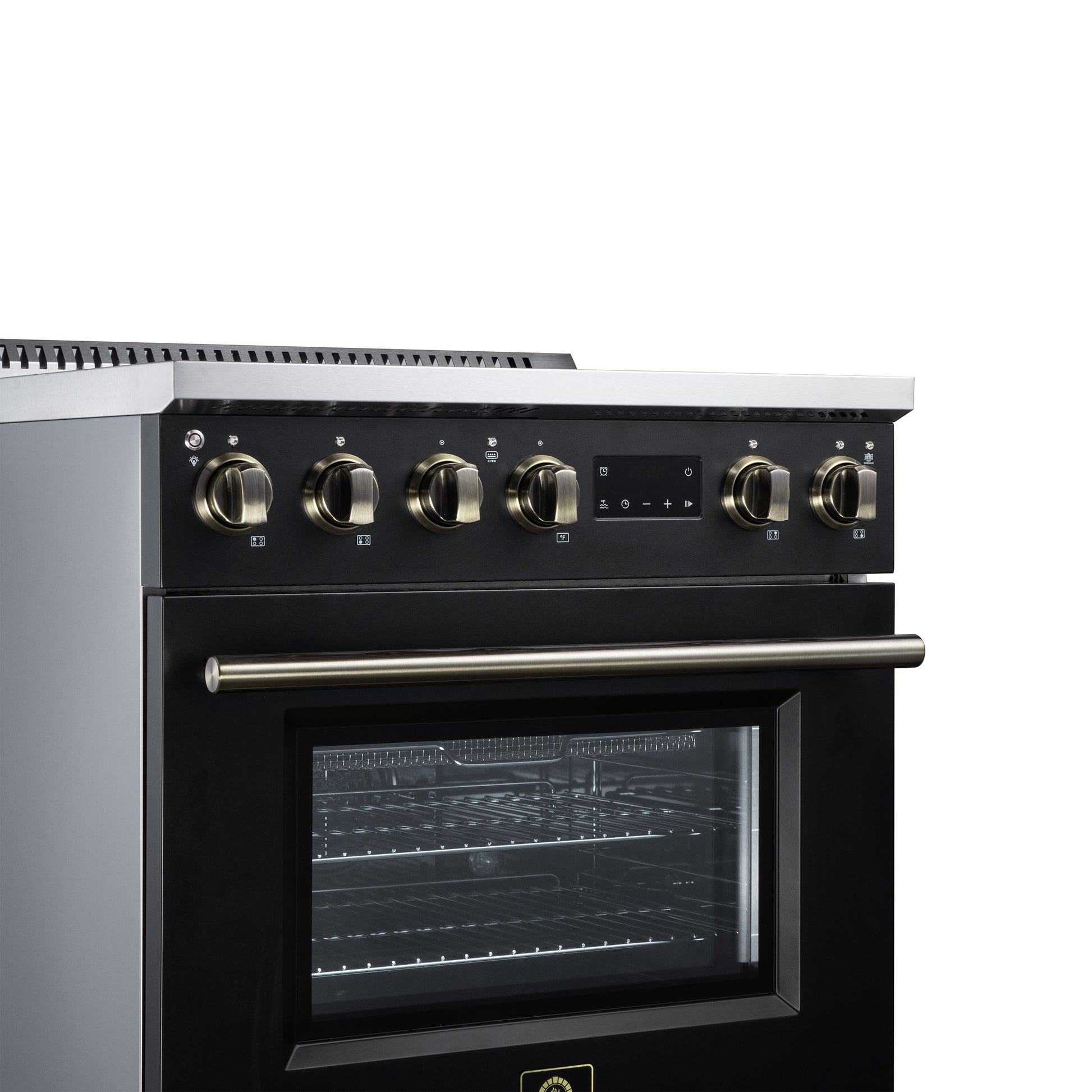 Torino 30 Inch Induction Range, 8,800W cooktop, 4.32 cf. True Convection Oven, Air Fry, Air Sous Vide, Smudge Resistant, Black - Forno Appliances