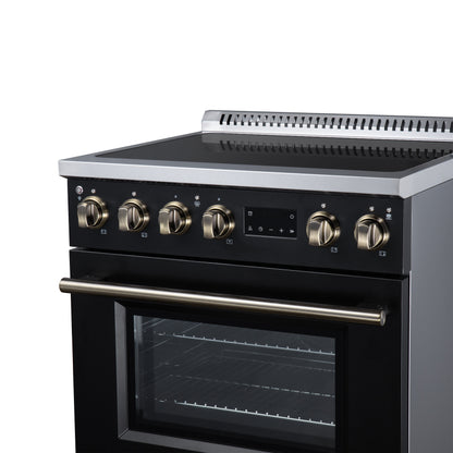 Torino 30 Inch Induction Range, 8,800W cooktop, 4.32 cf. True Convection Oven, Air Fry, Air Sous Vide, Smudge Resistant, Black - Forno Appliances