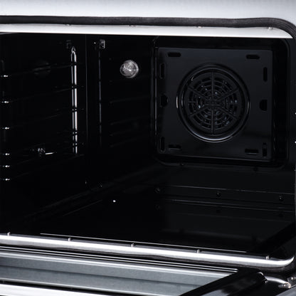 Torino 30 Inch Induction Range, 8,800W cooktop, 4.32 cf. True Convection Oven, Air Fry, Air Sous Vide, Smudge Resistant, White - Forno Appliances