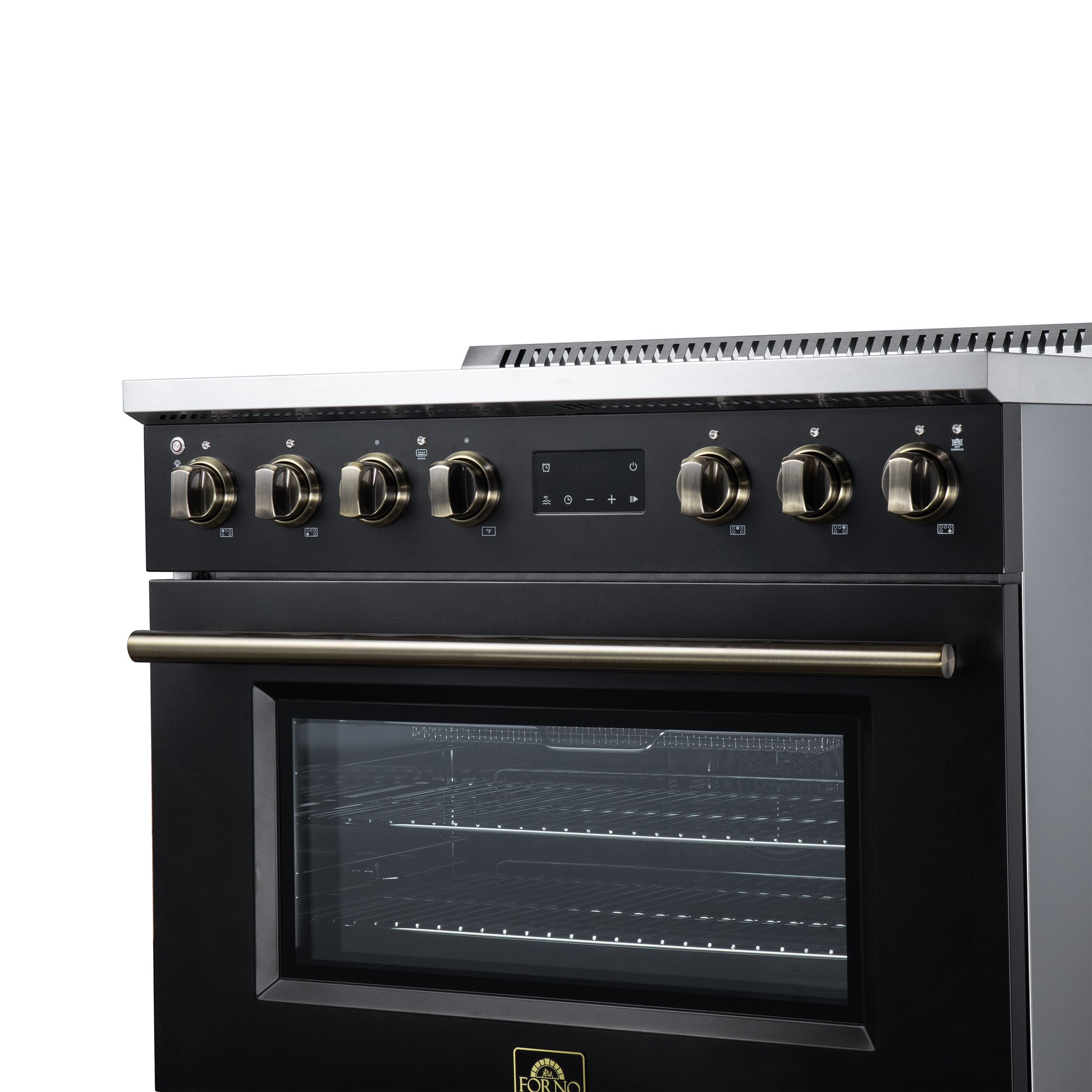 Torino 36 Inch Induction Range, 10,900W cooktop, 5.36 cf. True Convection Oven, Air Fry, Air Sous Vide, Smudge Resistant, Black - Forno Appliances