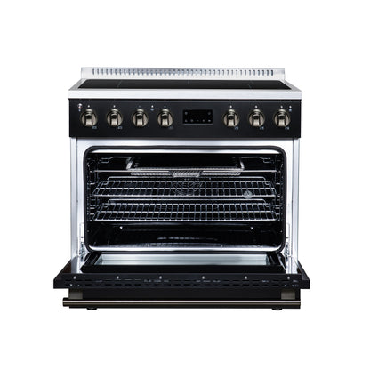 Torino 36 Inch Induction Range, 10,900W cooktop, 5.36 cf. True Convection Oven, Air Fry, Air Sous Vide, Smudge Resistant, Black - Forno Appliances