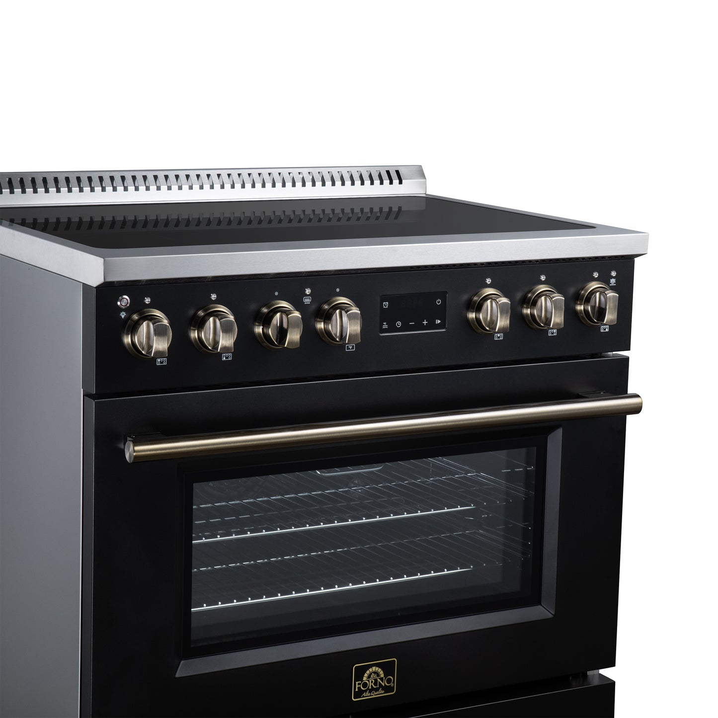 Torino 36 Inch Induction Range, 10,900W cooktop, 5.36 cf. True Convection Oven, Air Fry, Air Sous Vide, Smudge Resistant, Black - Forno Appliances