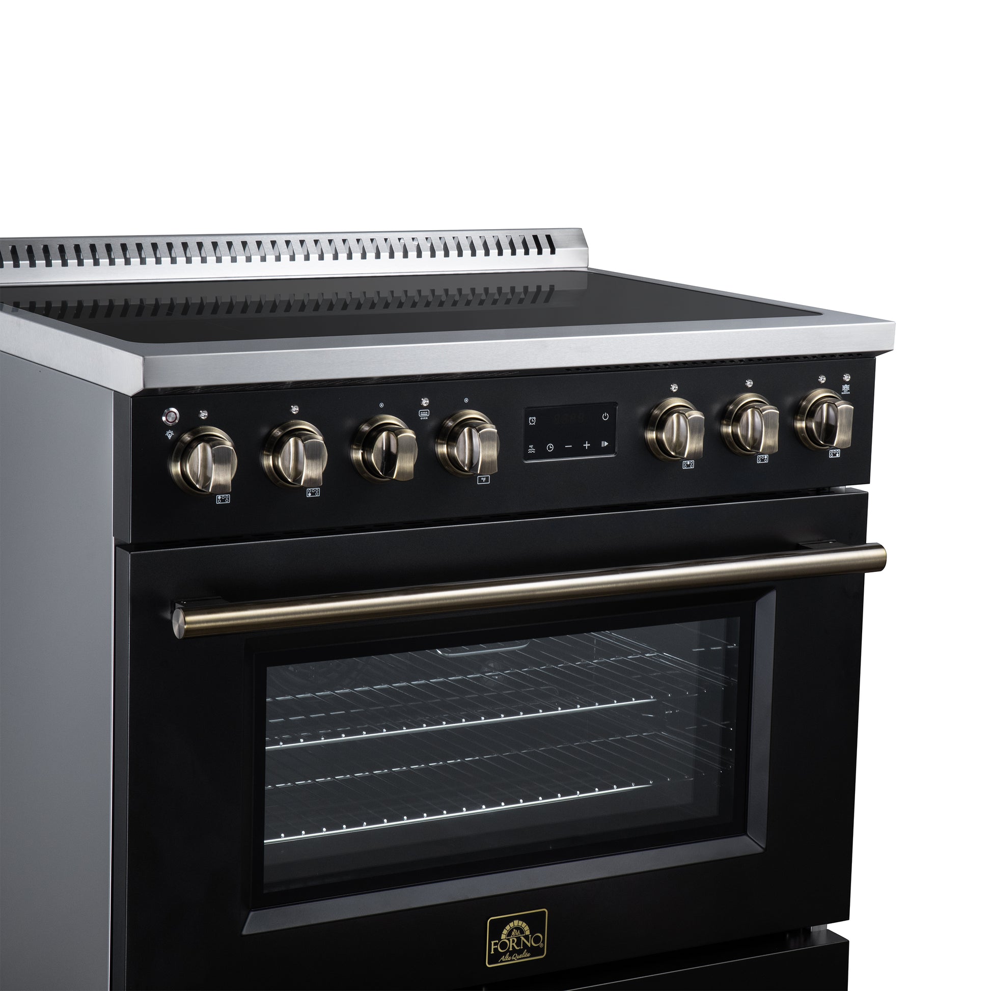 Torino 36 Inch Induction Range, 10,900W cooktop, 5.36 cf. True Convection Oven, Air Fry, Air Sous Vide, Smudge Resistant, Black - Forno Appliances