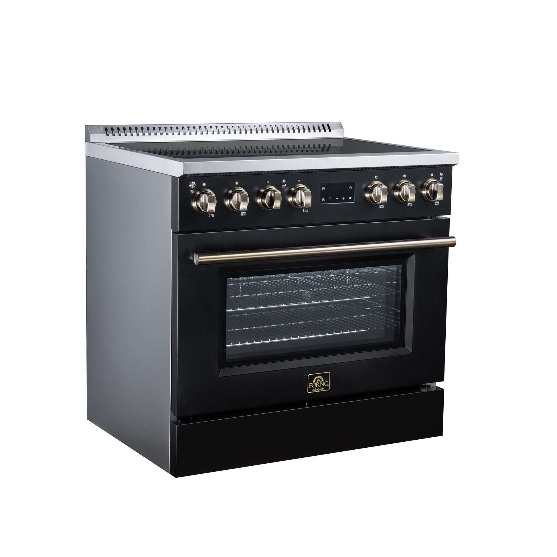 Torino 36 Inch Induction Range, 10,900W cooktop, 5.36 cf. True Convection Oven, Air Fry, Air Sous Vide, Smudge Resistant, Black - Forno Appliances