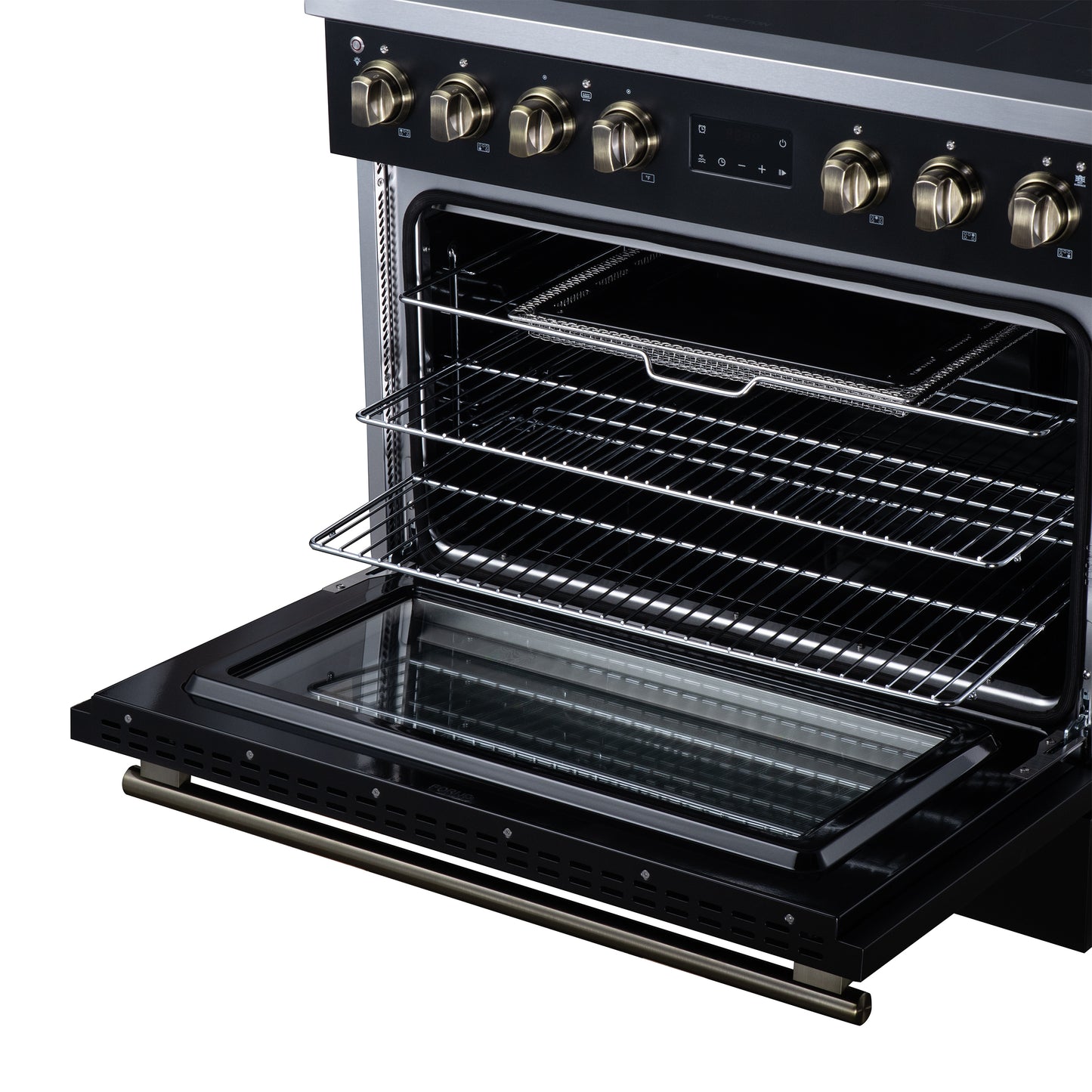 Torino 36 Inch Induction Range, 10,900W cooktop, 5.36 cf. True Convection Oven, Air Fry, Air Sous Vide, Smudge Resistant, Black - Forno Appliances