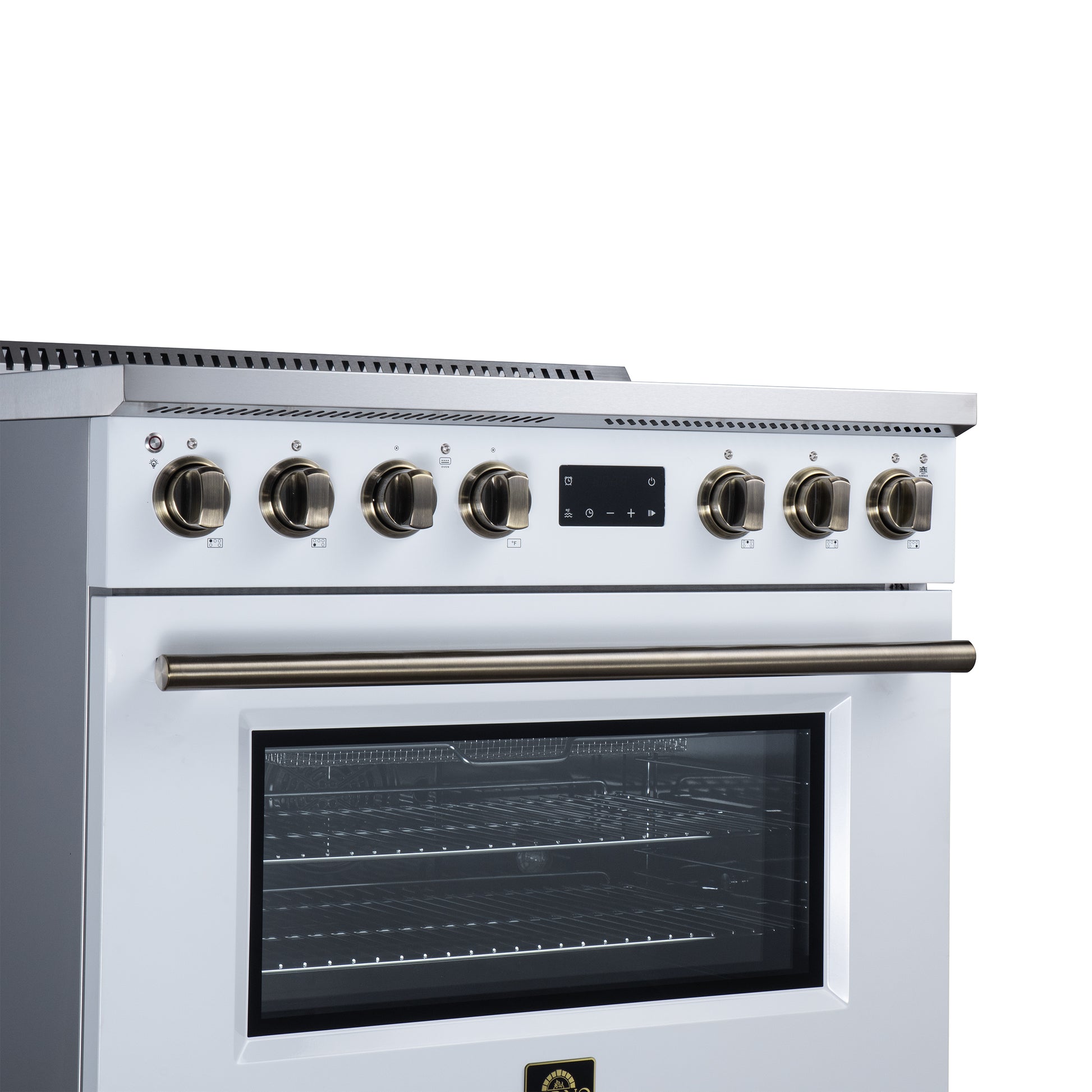 Torino 36 Inch Induction Range, 10,900W cooktop, 5.36 cf. True Convection Oven, Air Fry, Air Sous Vide, Smudge Resistant, White - Forno Appliances