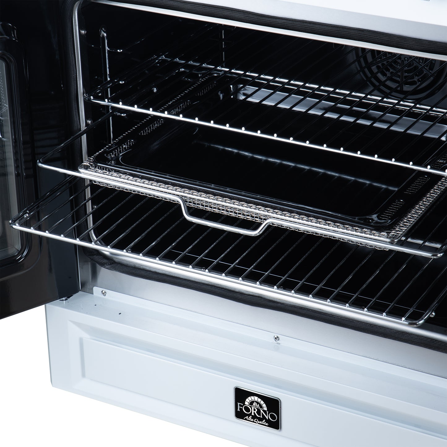 Torino French Door 30 Inch Induction Range with Air Fryer, Air Sous Vide & True Convection, Dual Broiler, White - Forno Appliances