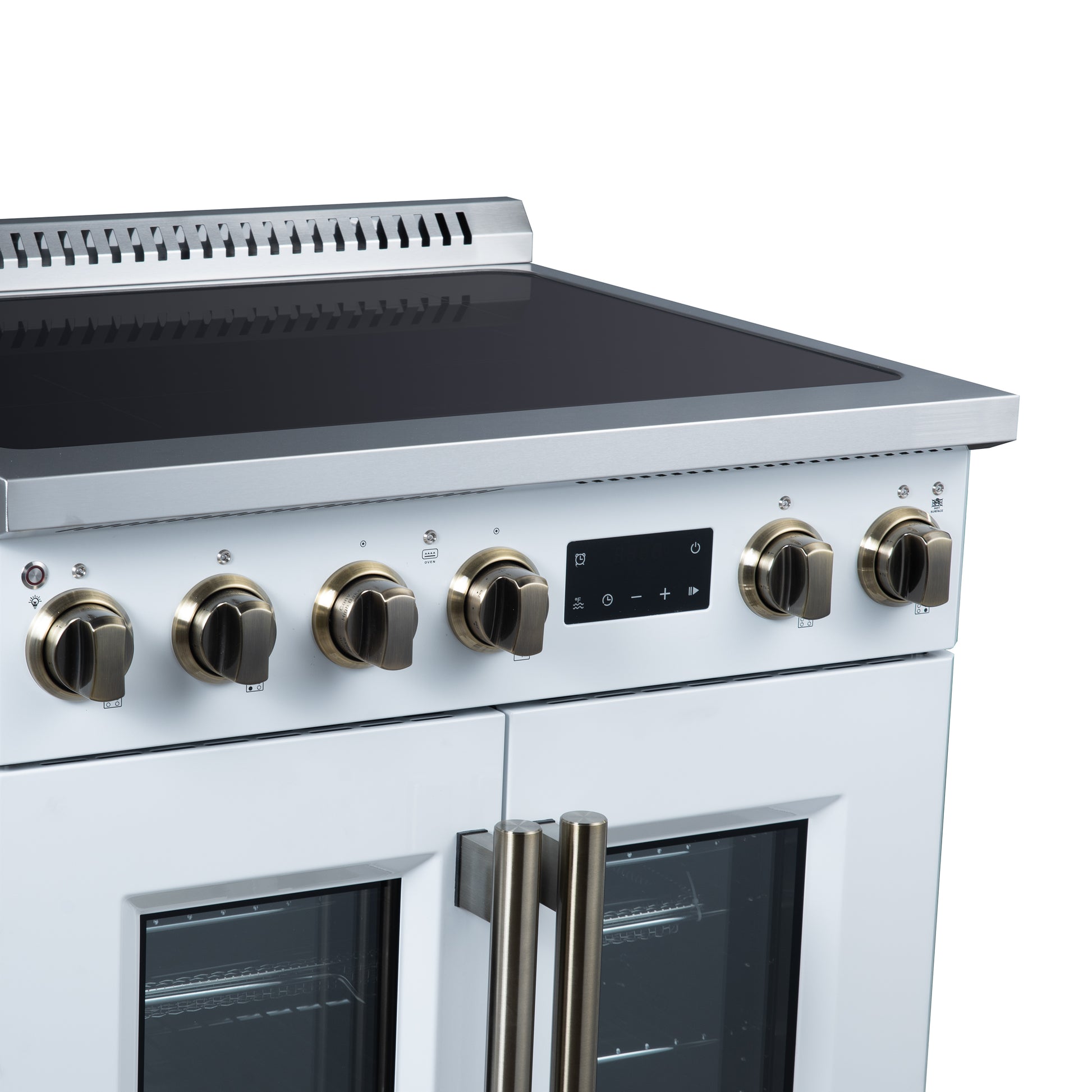 Torino French Door 30 Inch Induction Range with Air Fryer, Air Sous Vide & True Convection, Dual Broiler, White - Forno Appliances