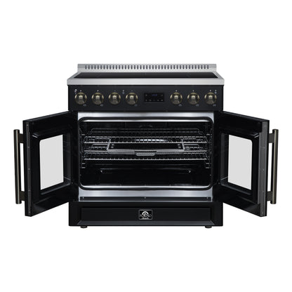 Torino French Door 36 Inch Induction Range with Air Fryer, Air Sous Vide & True Convection, Dual Broiler, Black - Forno Appliances