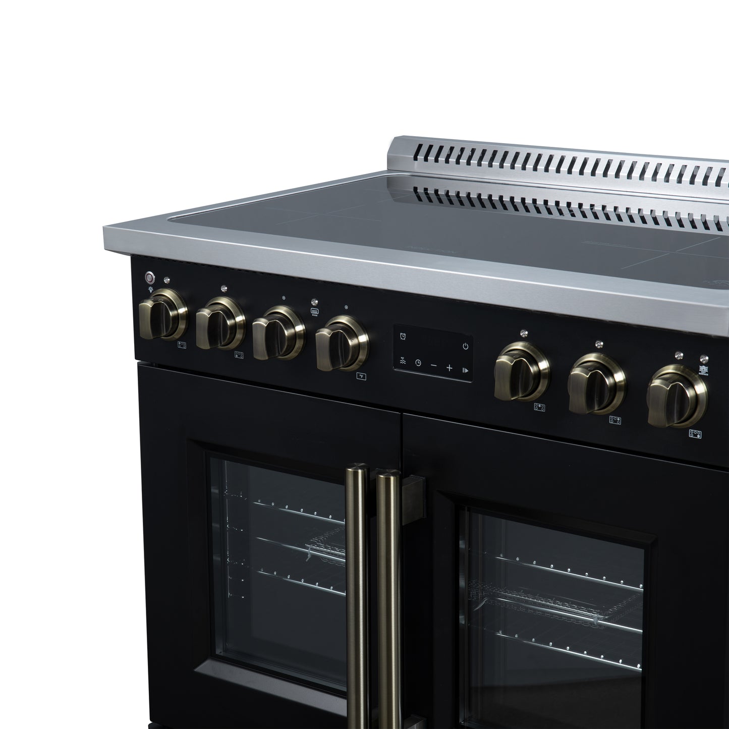 Torino French Door 36 Inch Induction Range with Air Fryer, Air Sous Vide & True Convection, Dual Broiler, Black - Forno Appliances