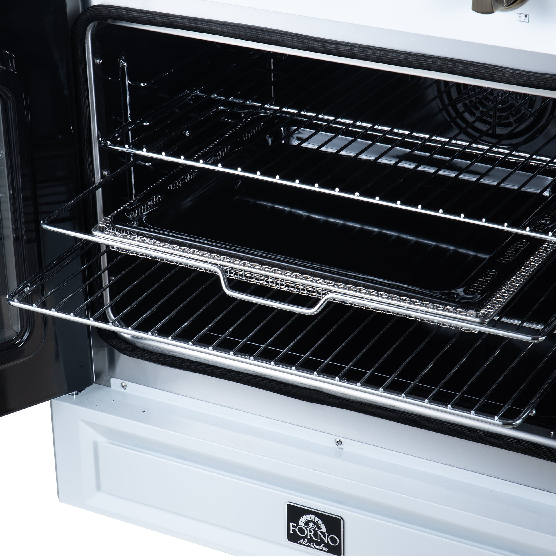 Torino French Door 36 Inch Induction Range with Air Fryer, Air Sous Vide & True Convection, Dual Broiler, White - Forno Appliances