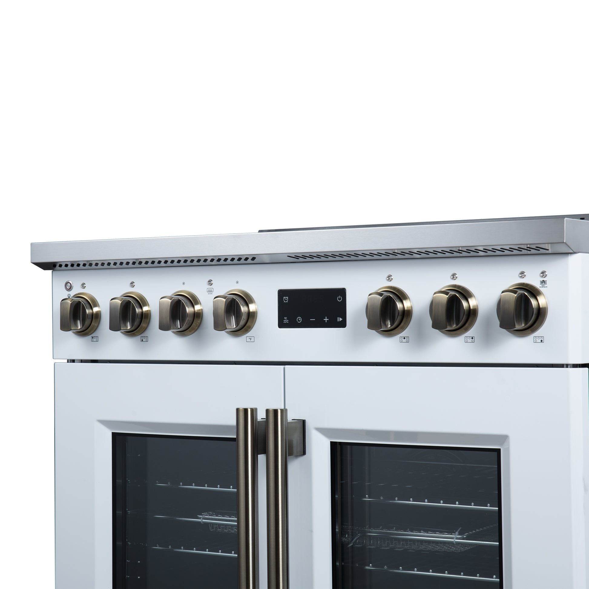 Torino French Door 36 Inch Induction Range with Air Fryer, Air Sous Vide & True Convection, Dual Broiler, White - Forno Appliances