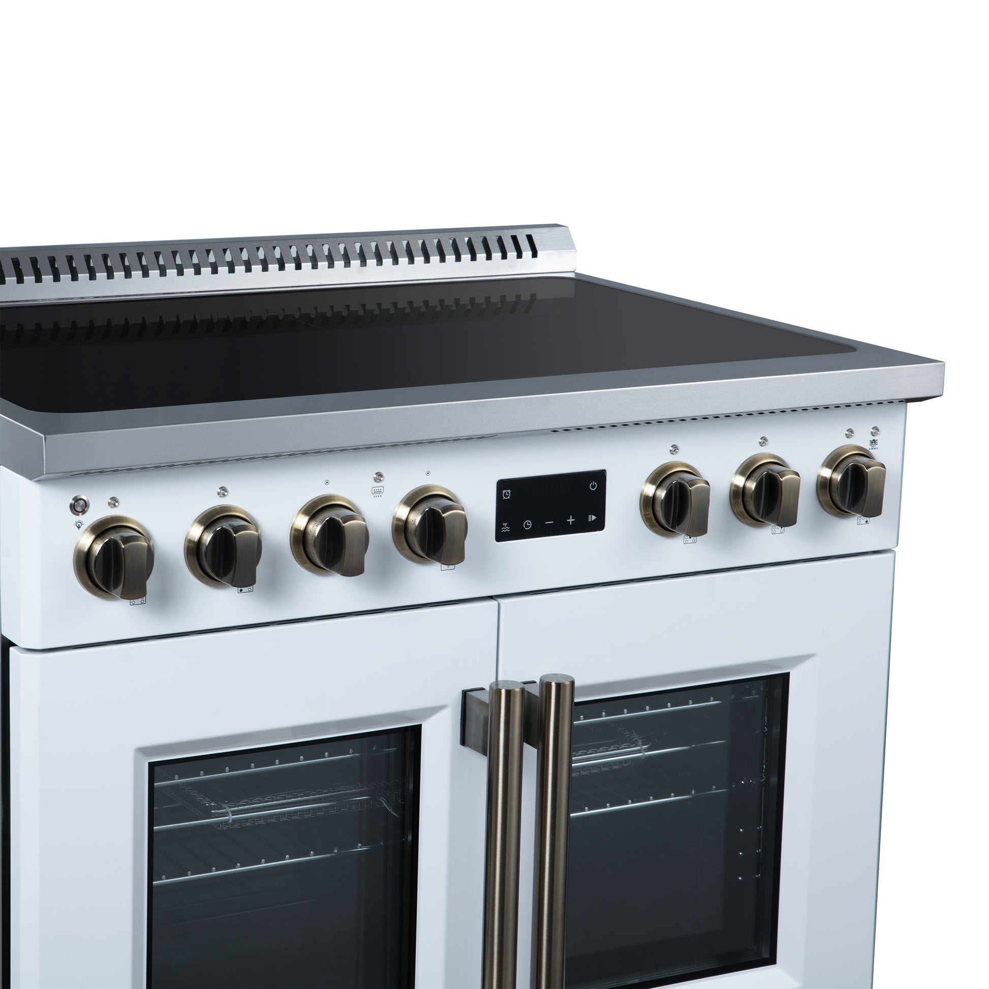 Torino French Door 36 Inch Induction Range with Air Fryer, Air Sous Vide & True Convection, Dual Broiler, White - Forno Appliances