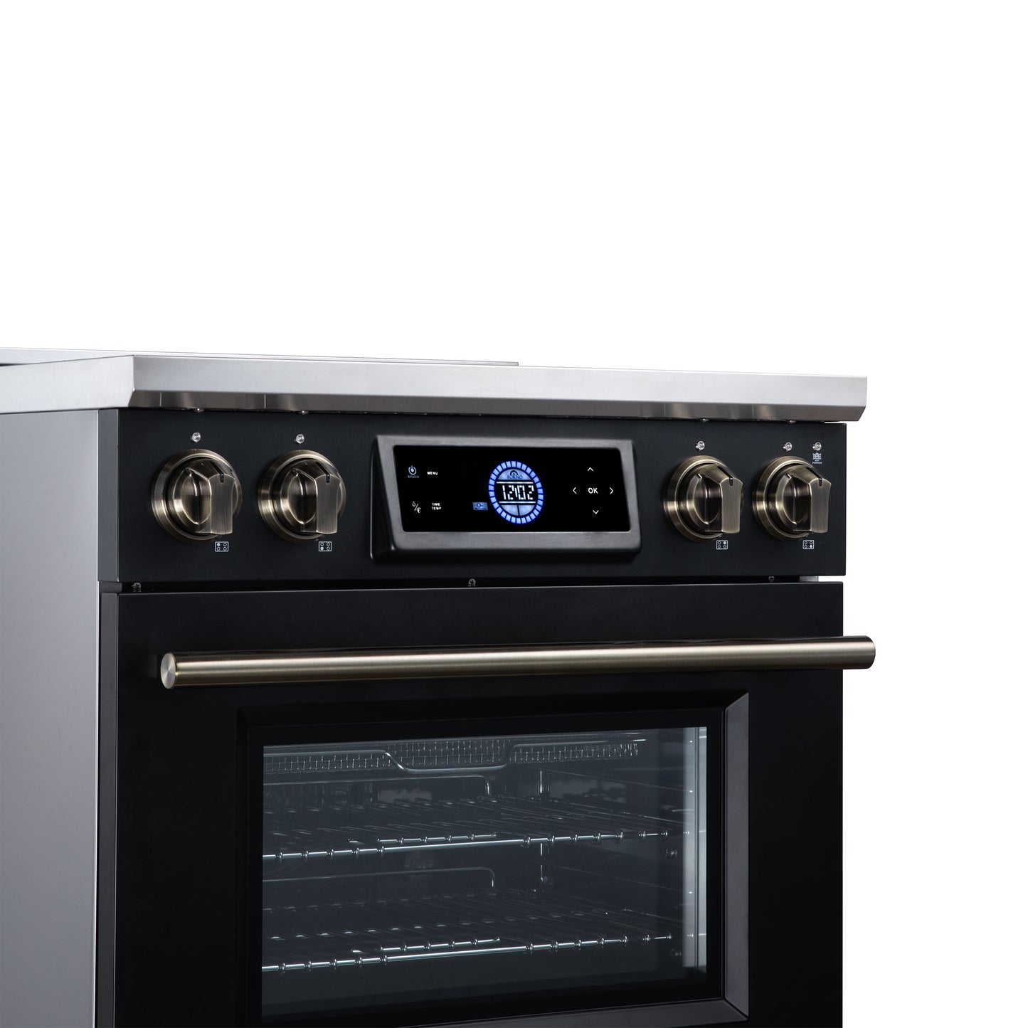 Maximus 30 Inch Induction Range, 8,800 Total Cooktop, 4.32 cf. True Convection Oven, Air Fryer, Air Sous Vide, Black - Forno Appliances