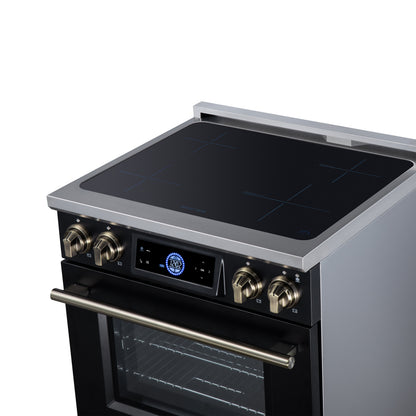 Maximus 30 Inch Induction Range, 8,800 Total Cooktop, 4.32 cf. True Convection Oven, Air Fryer, Air Sous Vide, Black - Forno Appliances