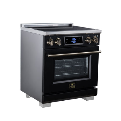 Maximus 30 Inch Induction Range, 8,800 Total Cooktop, 4.32 cf. True Convection Oven, Air Fryer, Air Sous Vide, Black - Forno Appliances
