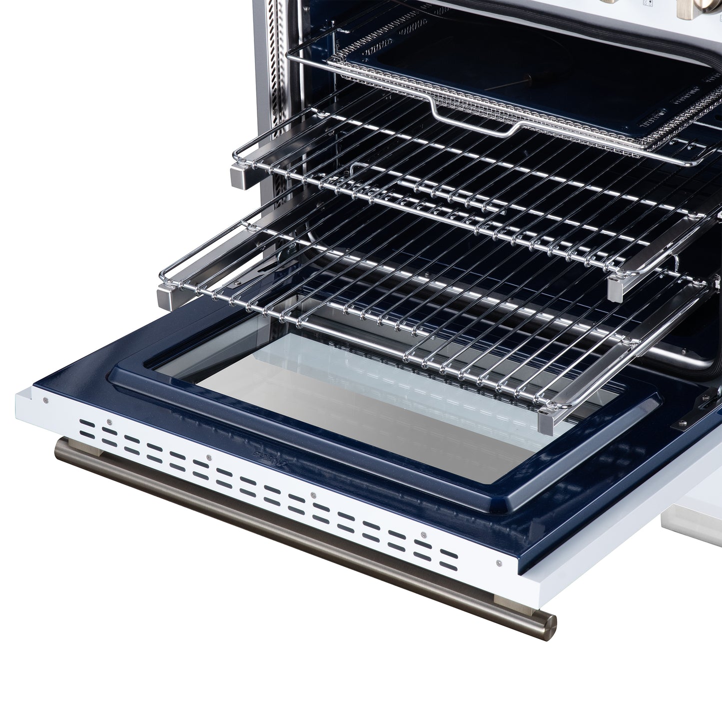 Maximus 30 Inch Induction Range, 8,800 Total Cooktop, 4.32 cf. True Convection Oven, Air Fryer, Air Sous Vide, White - Forno Appliances