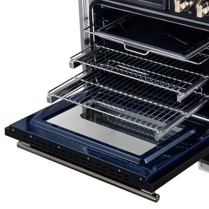 Maximus 36 Inch Induction Range, 10,900 Total Cooktop, 5.36 cf. True Convection Oven, Air Fryer, Air Sous Vide, Black - Forno Appliances