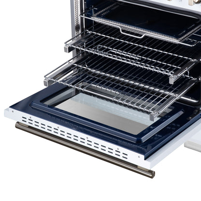Maximus 36 Inch Induction Range, 10,900 Total Cooktop, 5.36 cf. True Convection Oven, Air Fryer, Air Sous Vide, White - Forno Appliances