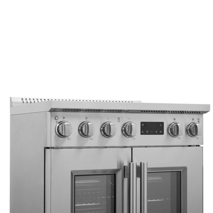 Cuisinière à induction à portes françaises Forno Torino de 30 pouces avec friteuse à air et four à convection véritable
