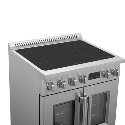 Cuisinière à induction à portes françaises Forno Torino de 30 pouces avec friteuse à air et four à convection véritable