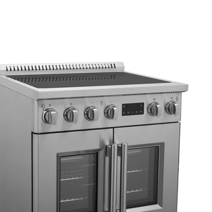 Cuisinière à induction à portes françaises Forno Torino de 30 pouces avec friteuse à air et four à convection véritable