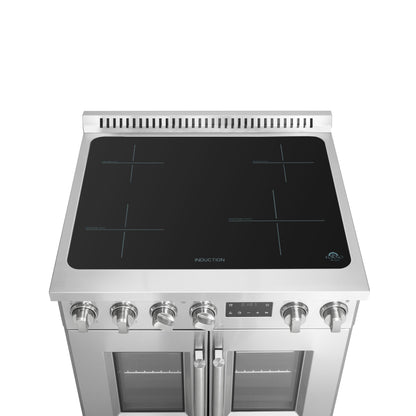 Cuisinière à induction à portes françaises Forno Torino de 30 pouces avec friteuse à air et four à convection véritable