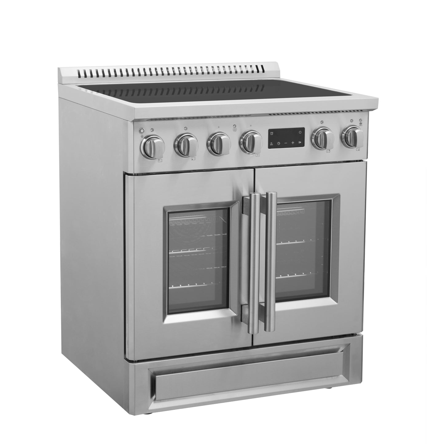 Cuisinière à induction à portes françaises Forno Torino de 30 pouces avec friteuse à air et four à convection véritable