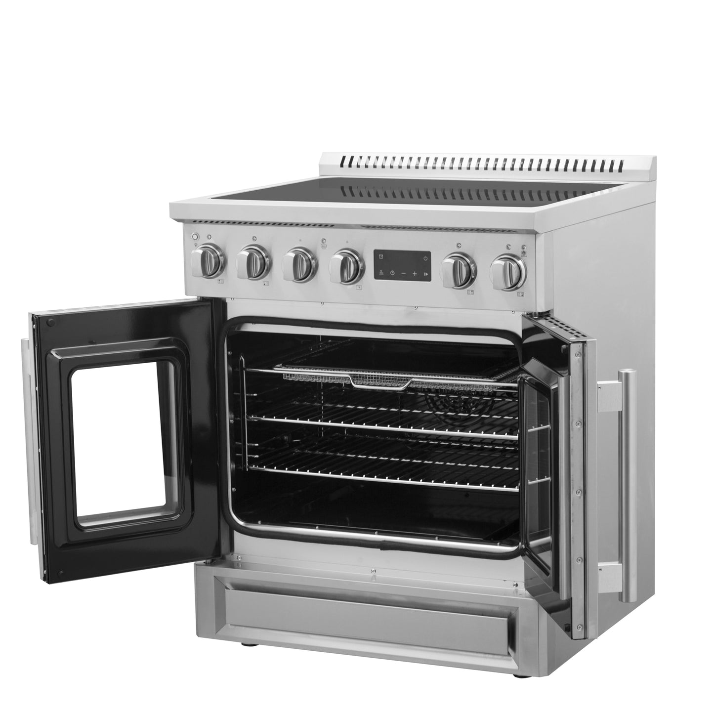 Cuisinière à induction à portes françaises Forno Torino de 30 pouces avec friteuse à air et four à convection véritable