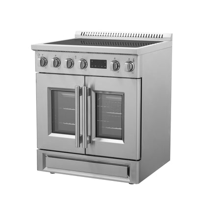 Cuisinière à induction à portes françaises Forno Torino de 30 pouces avec friteuse à air et four à convection véritable