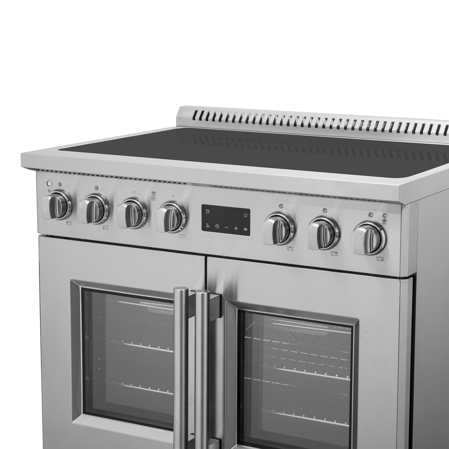 Cuisinière à induction à portes françaises Forno Torino de 36 pouces avec friteuse à air et four à convection véritable