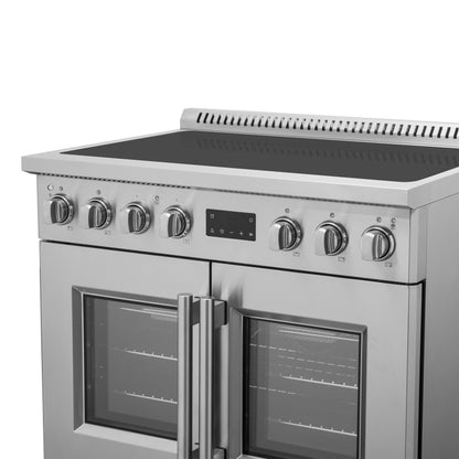 Cuisinière à induction à portes françaises Forno Torino de 36 pouces avec friteuse à air et four à convection véritable