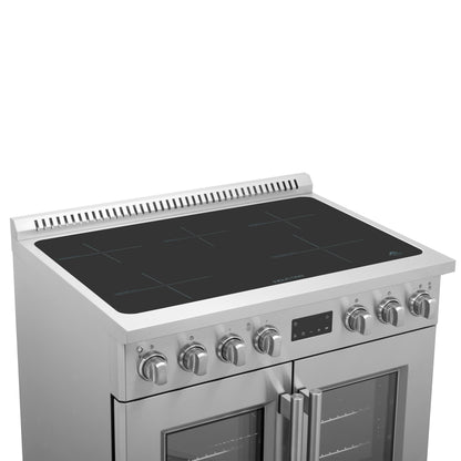Cuisinière à induction à portes françaises Forno Torino de 36 pouces avec friteuse à air et four à convection véritable