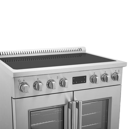 Cuisinière à induction à portes françaises Forno Torino de 36 pouces avec friteuse à air et four à convection véritable