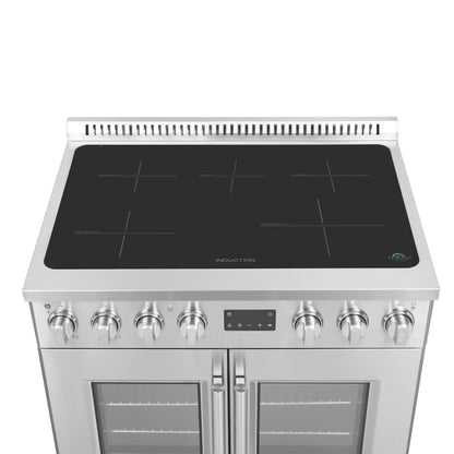 Cuisinière à induction à portes françaises Forno Torino de 36 pouces avec friteuse à air et four à convection véritable
