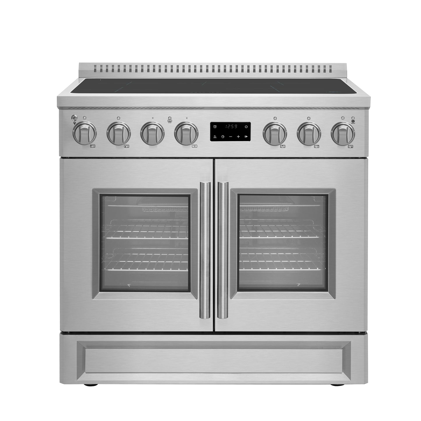 Cuisinière à induction à portes françaises Forno Torino de 36 pouces avec friteuse à air et four à convection véritable