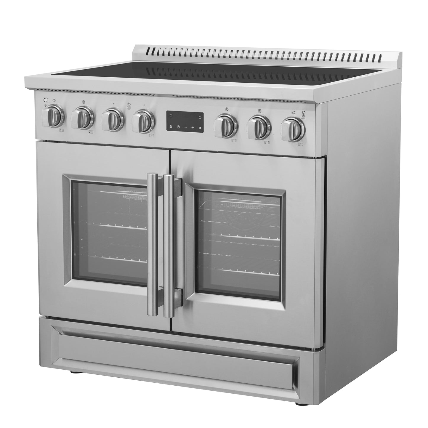 Cuisinière à induction à portes françaises Forno Torino de 36 pouces avec friteuse à air et four à convection véritable