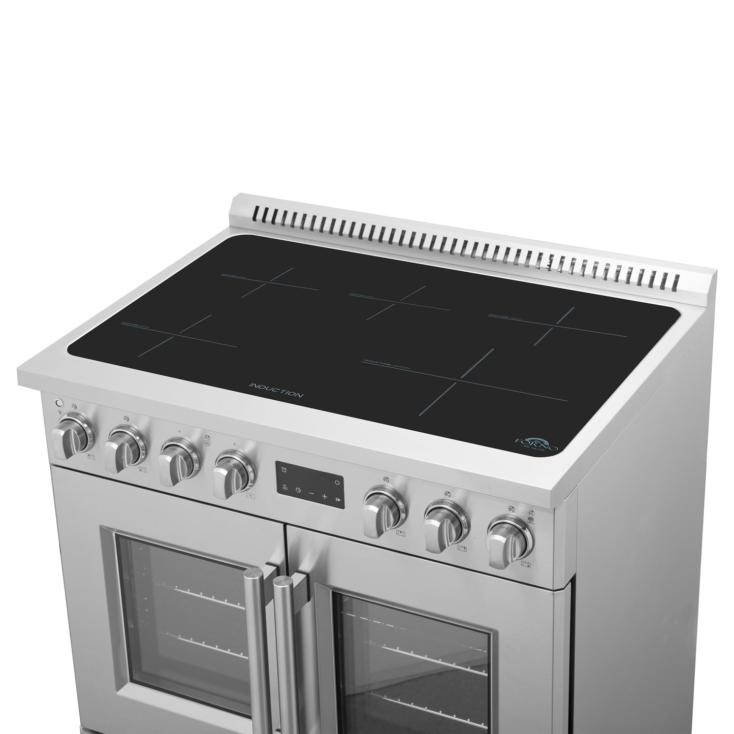 Cuisinière à induction à portes françaises Forno Torino de 36 pouces avec friteuse à air et four à convection véritable