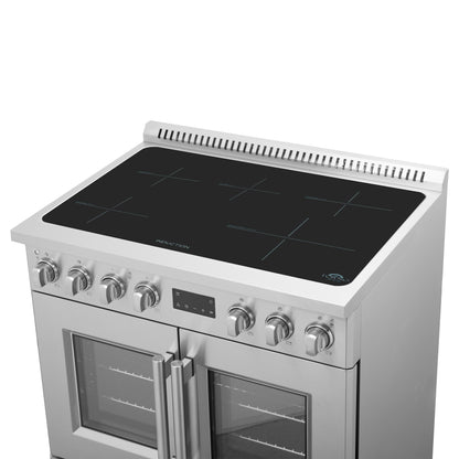 Cuisinière à induction à portes françaises Forno Torino de 36 pouces avec friteuse à air et four à convection véritable
