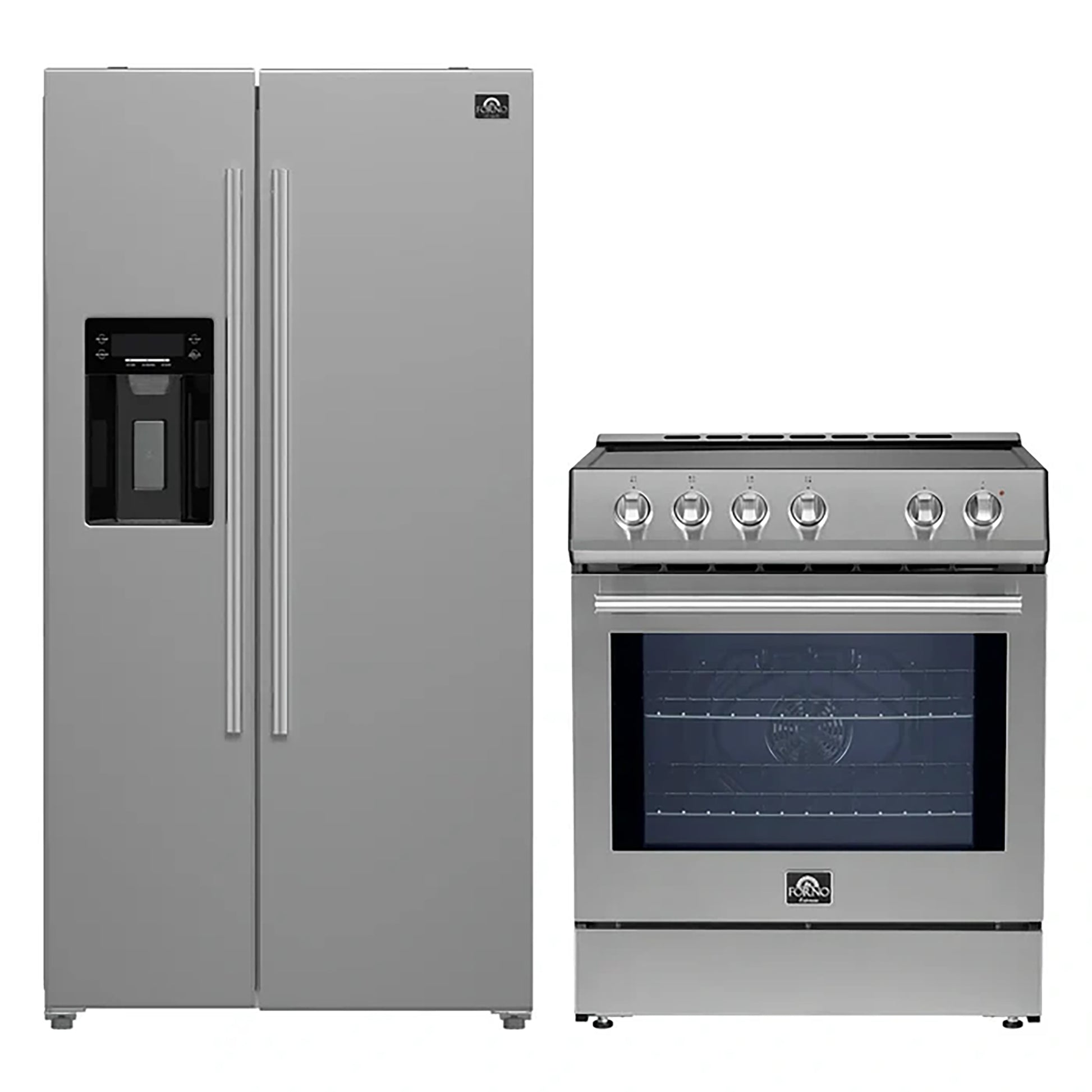FORNO 2-Piece SS Kitchen Bundle - 30" Induction Range and 36" Bottom Freezer Refrigerator - Forno Appliances