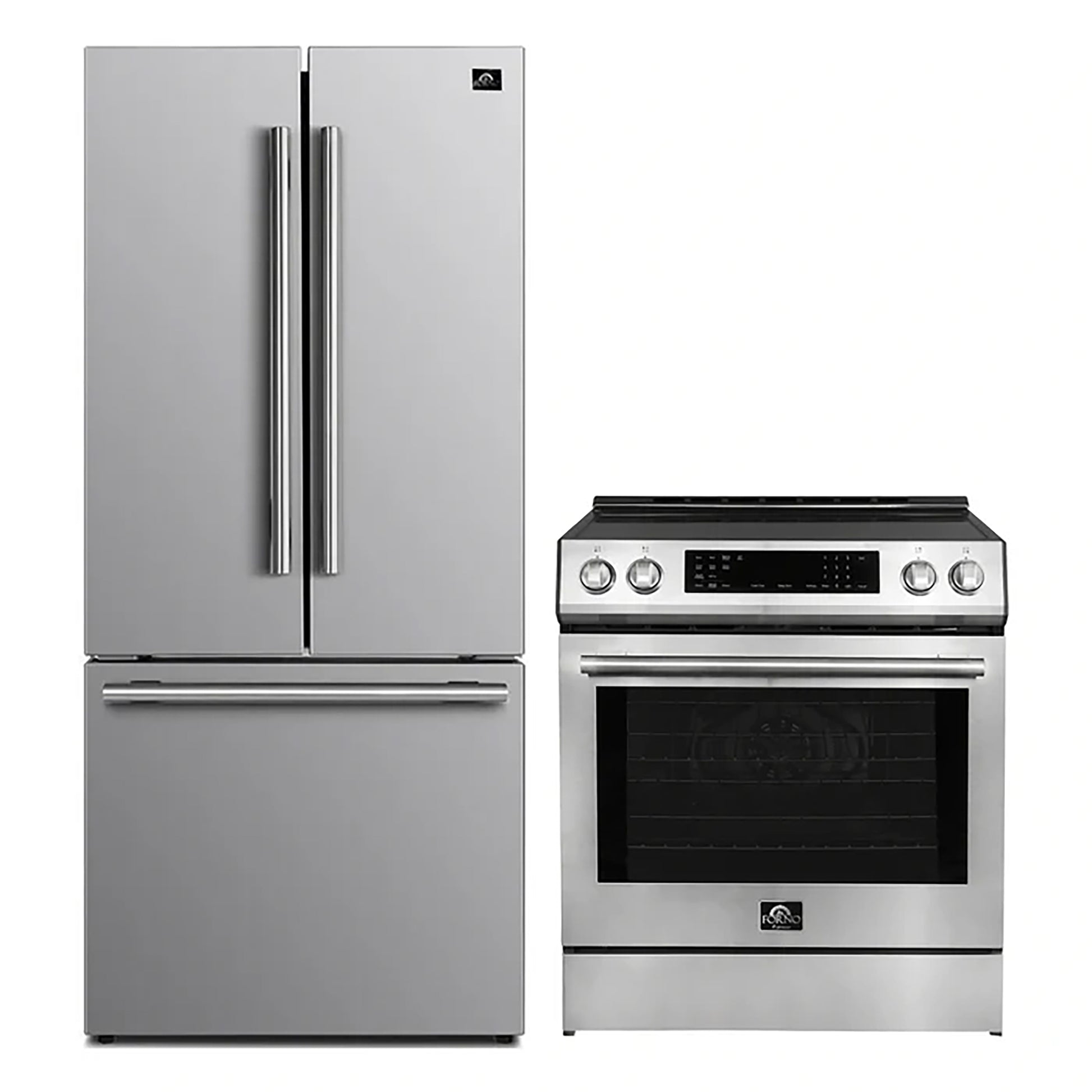 FORNO 2-Piece SS Kitchen Bundle - 30" Induction Range and 31" Bottom Freezer Refrigerator - Forno Appliances